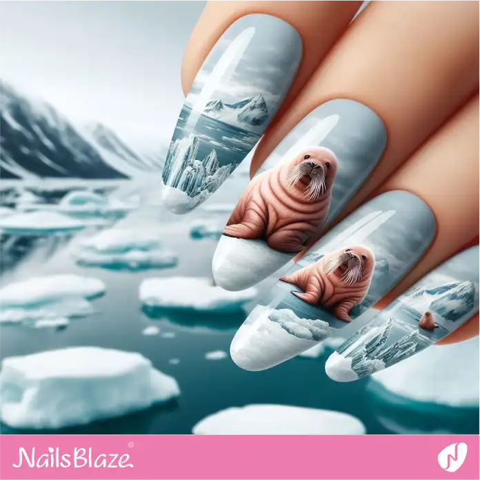 Seals and Icebergs Nail Design | Polar Wonders Nails - NB3145